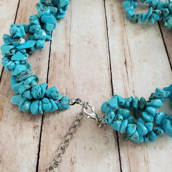 Turquoise Chip Necklace and Bracelet, Western Turquoise Jewelry Set - Picture 6 of 9